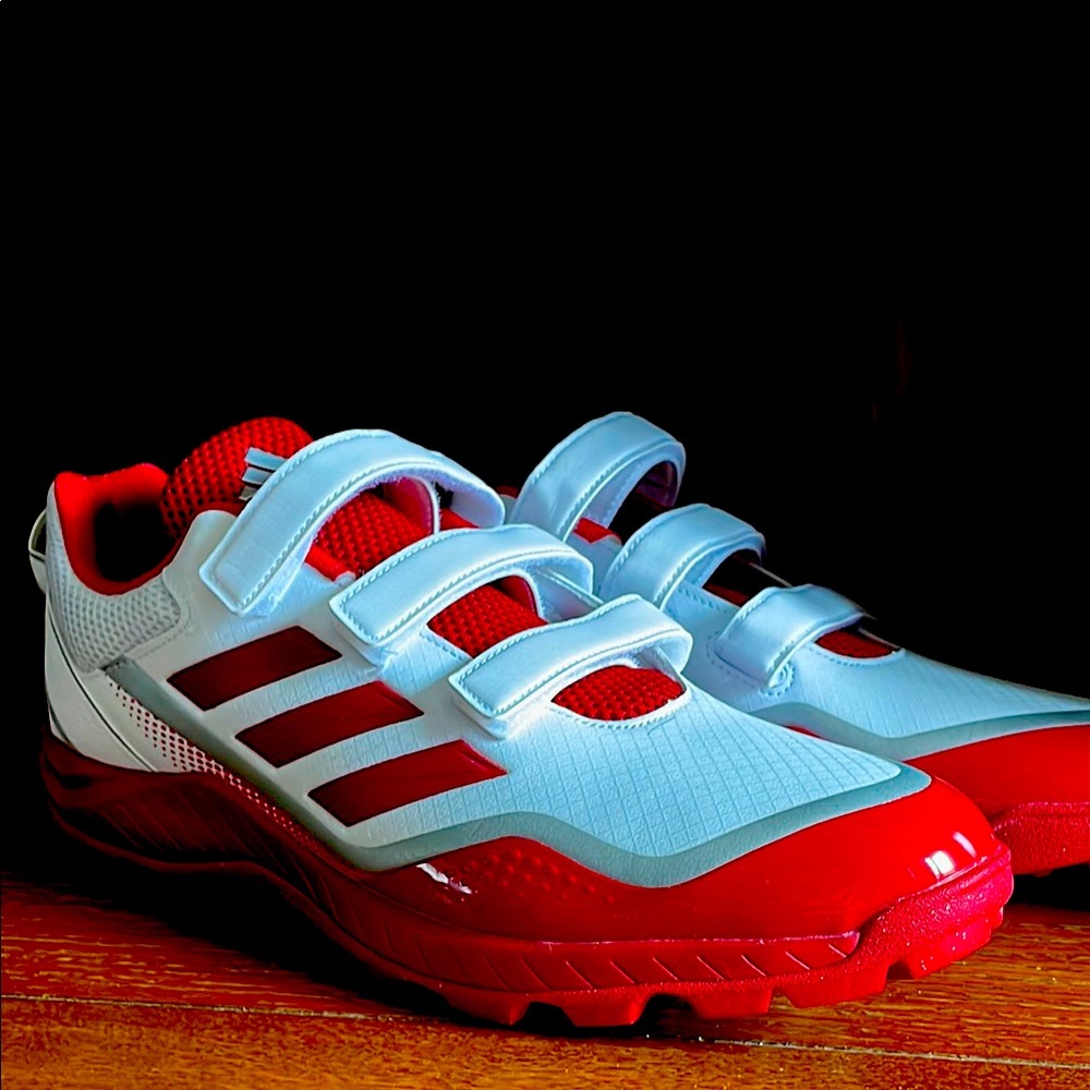 Adidas Red and White Sneakers